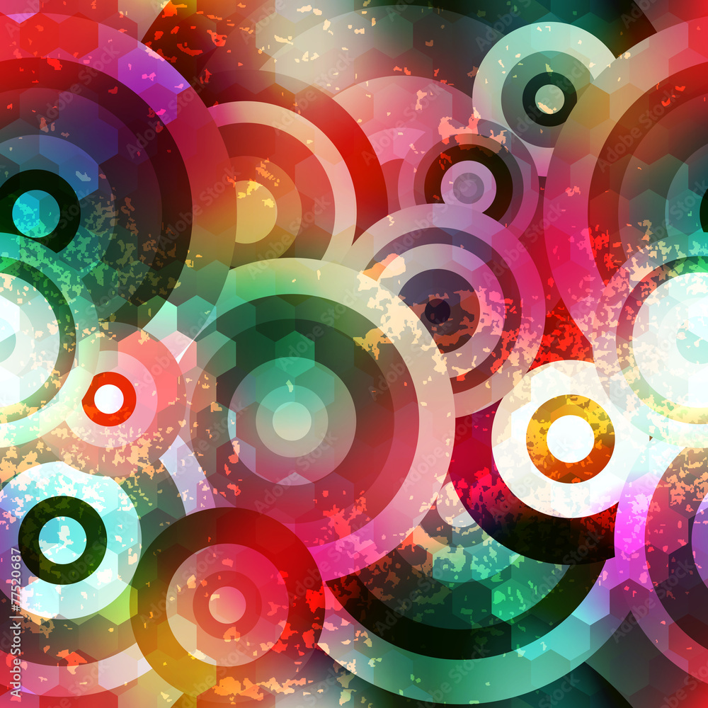 Poster Retro geometric pattern with glow and grunge effects.