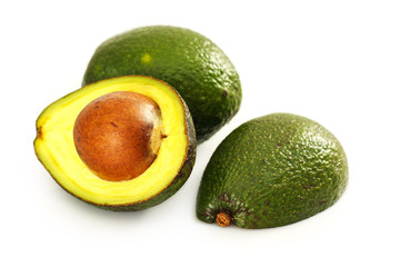 Ripe avocado on a white background