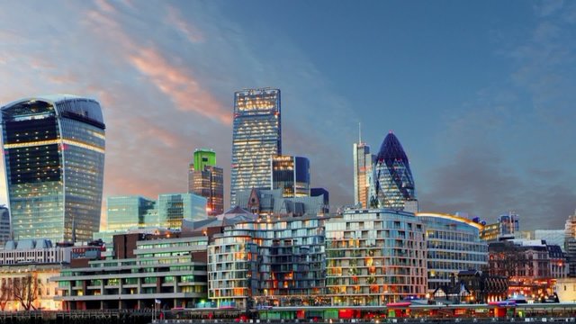 London Skylines at sunset, time lapse, UK