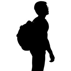 Silhouette man with backpack, vector format