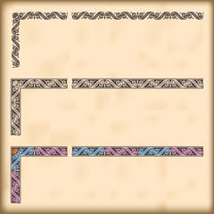 Set of ornate borders with decorative corner elements, vector