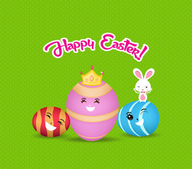 happy easter eggs and bunny greeting card