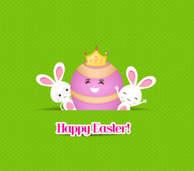 happy easter eggs and bunny