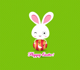 Obraz premium happy easter eggs and bunny funny