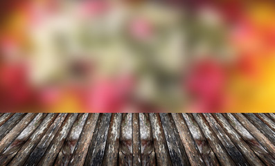 Fototapeta premium Blur background and wooden floor