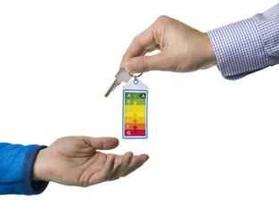 Energy label and key handed over by realtor