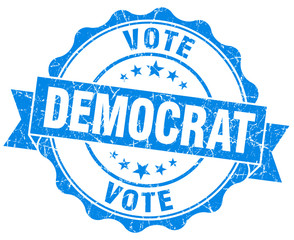 Fototapeta premium democrat blue grunge seal isolated on white