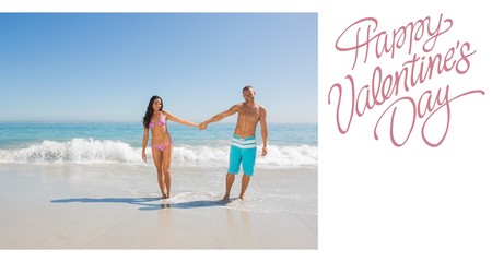 Composite image of cute valentines couple