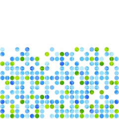 Blue green circles on white background