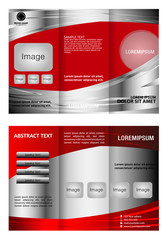 Vector trifold brochure template design with red color