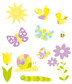 Collection of spring elements- vectors for children