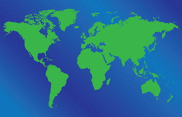 World map illustration on blue background