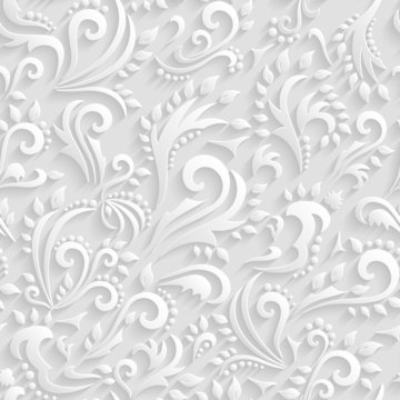 Vector Floral Victorian Seamless Background.