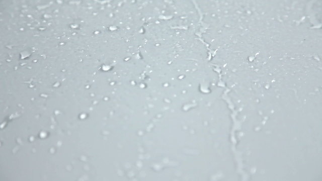 Water drops runing on glass close up