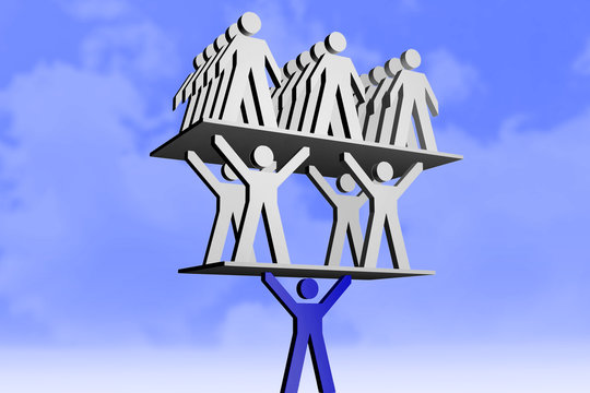 Person carries group of people