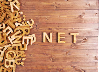 Word net made with wooden letters
