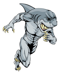 Naklejka premium Shark sports mascot running