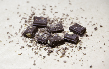 Chocolate bars stack isolated on light background