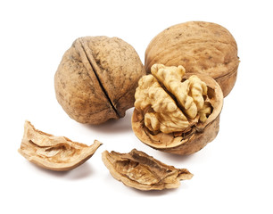 walnut and a cracked walnut