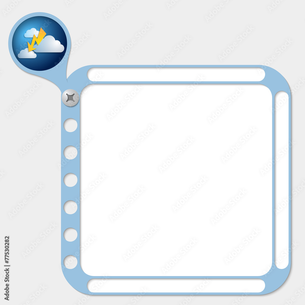 Poster perforated frame for any text and cloud and flash
