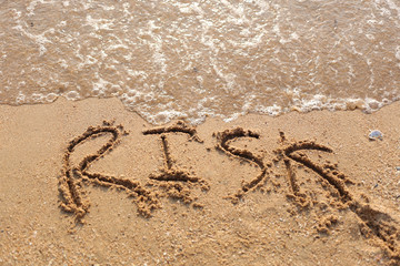 Beaches waves and risk text drawn.