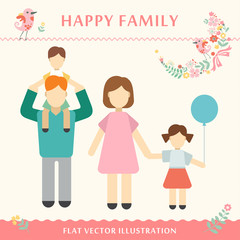 Family with children kids people concept flat icons set of