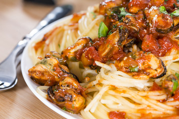 Portion of Spaghetti with Mussels