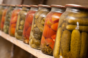 jars with vegetables
