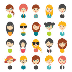 Big set of avatars profile pictures flat icons.