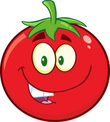 Smiling Tomato Cartoon Mascot Character