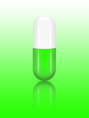 Medicine pill (capsule) with a reflection on gradient table