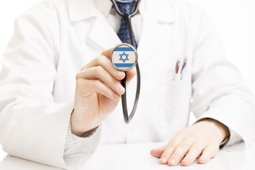Doctor holding stethoscope with flag series - Israel