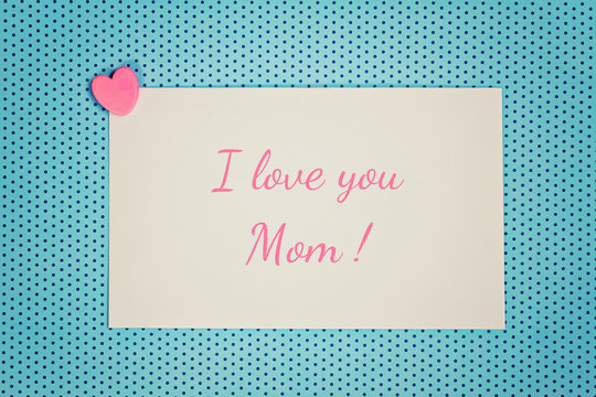 greeting card - pink and blue - love you mom