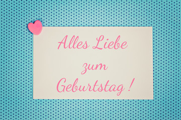 greeting card - pink and blue happy birthday