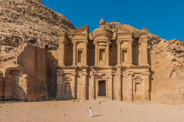 Fototapeta premium The Monastery (Al Deir) in Nabatean city of Petra Jordan