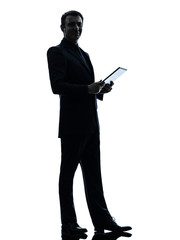 business man  digital tablet  posing silhouette
