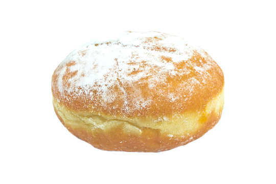 Berliner Donut Powdered With Sugar Isolated On White