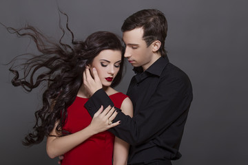 Portrait of a beautiful romantic couple in love