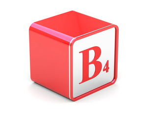 B4 vitamin symbol on red cube