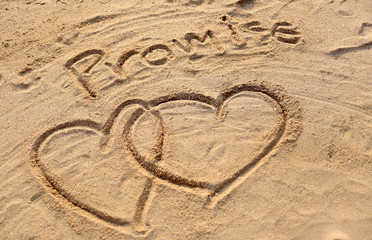 The heart shape and promise text drawn.