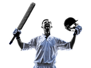 Cricket player  portrait silhouette