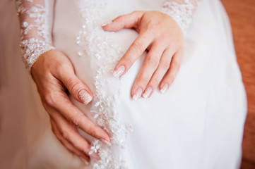 hands of a bride manicure
