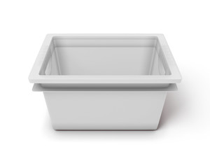 Plastic box for toys isolated on white background