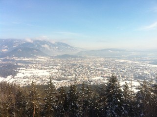 View From Dobratsch To Villach In Winter