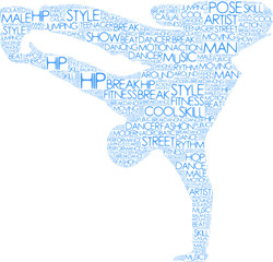 tag cloud vettoriale di ballerino di breakdance