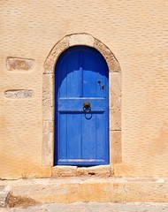 blue door in the building
