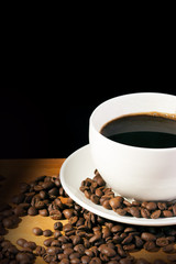 coffee cup and coffee beans