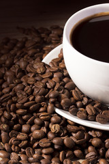 coffee cup and coffee beans