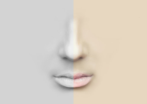 Female nose and lips for illustration.