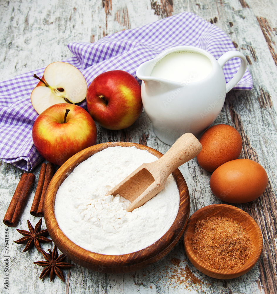 Poster ingredients for apple pie